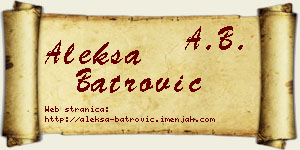 Aleksa Batrović vizit kartica